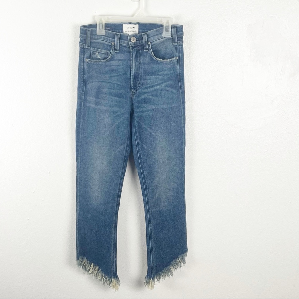 McGUIRE Valletta Straight Leg Frayed Hem Distressed Denim Jeans 26 Festival Boho
